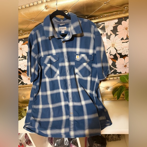 Carhartt Other - Carhartt relaxed fit short sleeve plaid button up work shirt 2XL